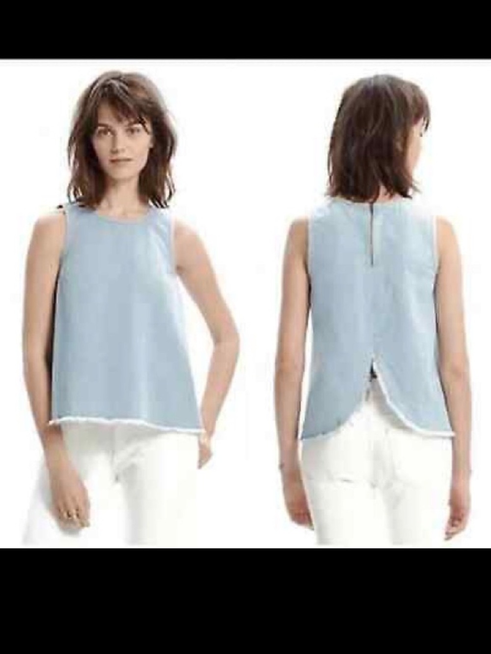 Madewell Split Back Raw Edge Denim Tank Top
